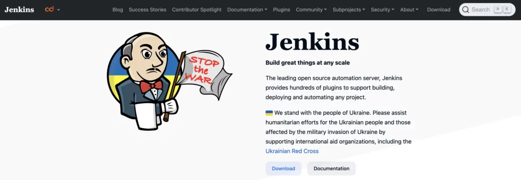 Homepage of Jenkins for CI/CD