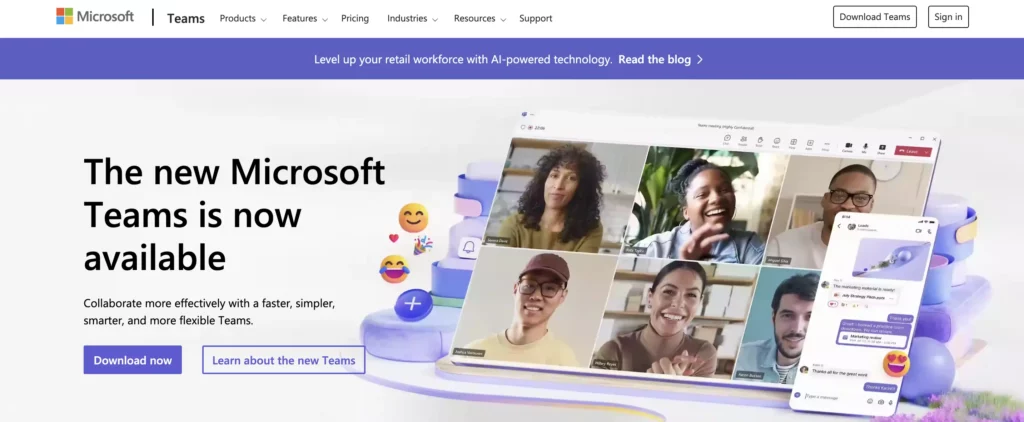 Homepage of Microsoft teams