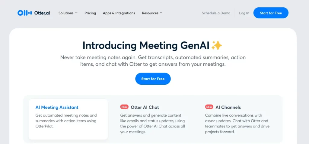 Otter.ai - Home page - Marketing ai assistant