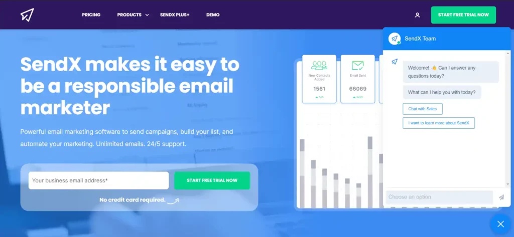 SendX- Home page - Marketing automation tool