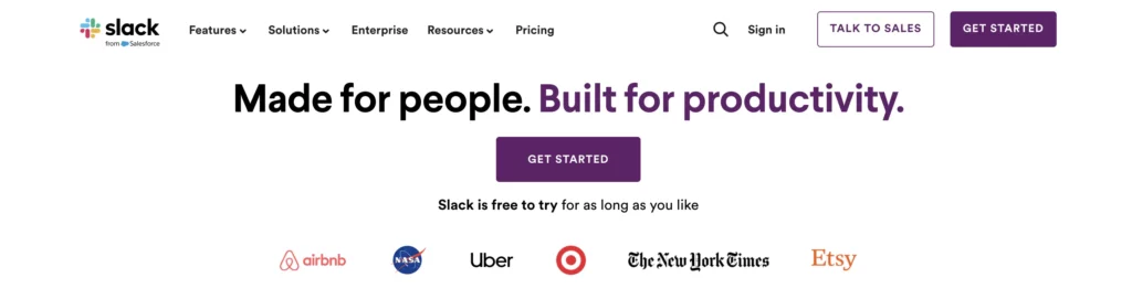  Homepage of Slack 