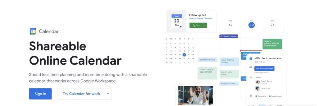 icons representing notion integrations with Google calendar, Google Meet, etc