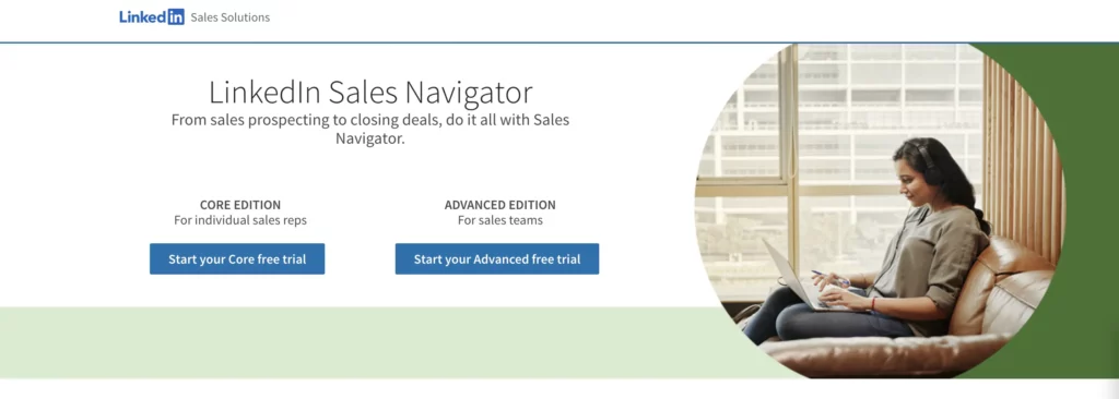 Homepage of LinkedIn Sales Navigator