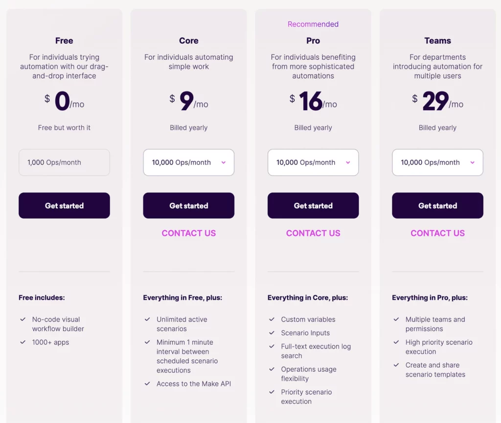 Make pricing page