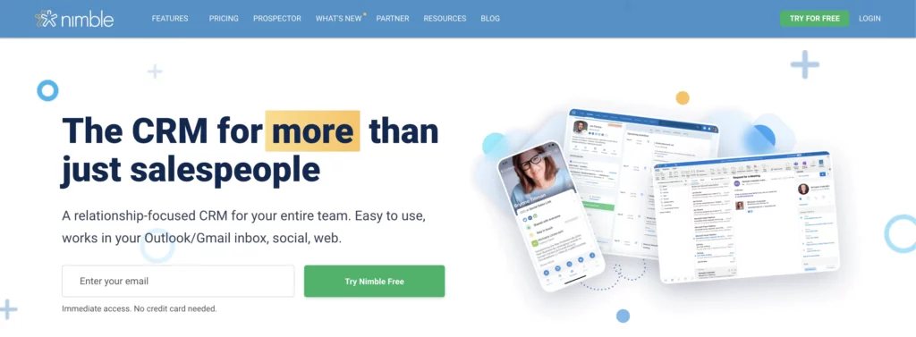 Homepage of Nimble