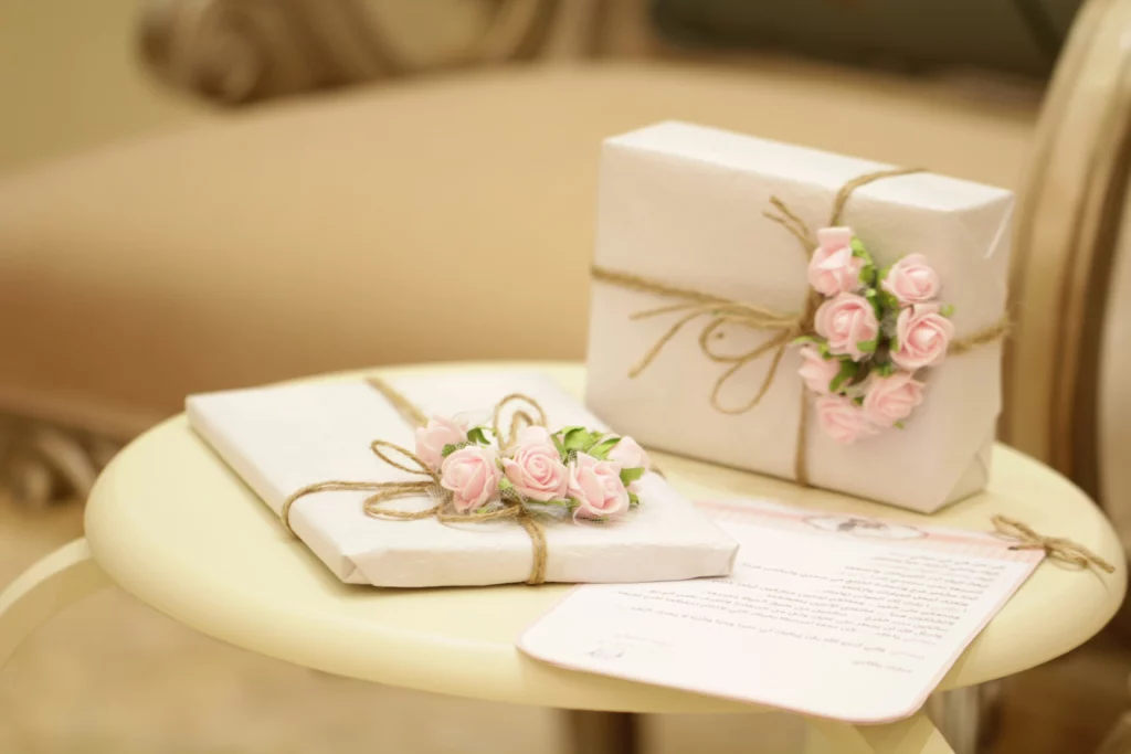 Gifts beautifully wrapped with a letter