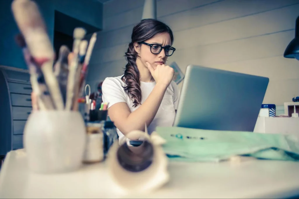 Woman struggling to make a decision