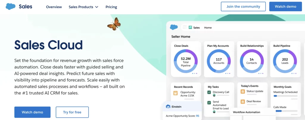 Homepage of Salesforce Sales Hub