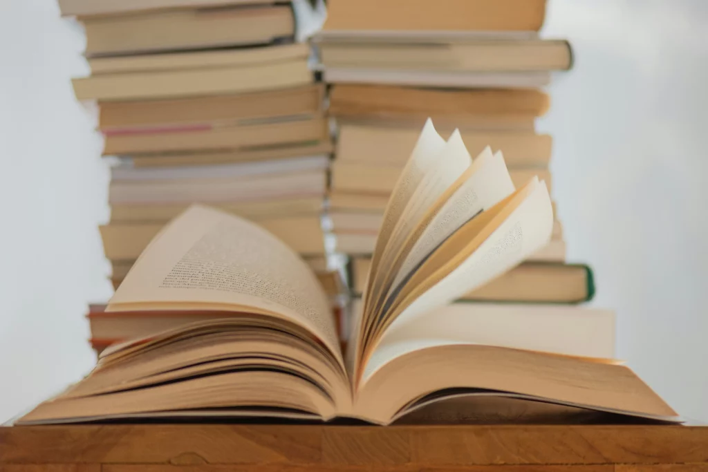 many books kept on table