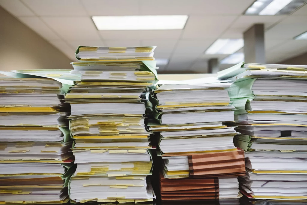 Bundle of documents kept on table