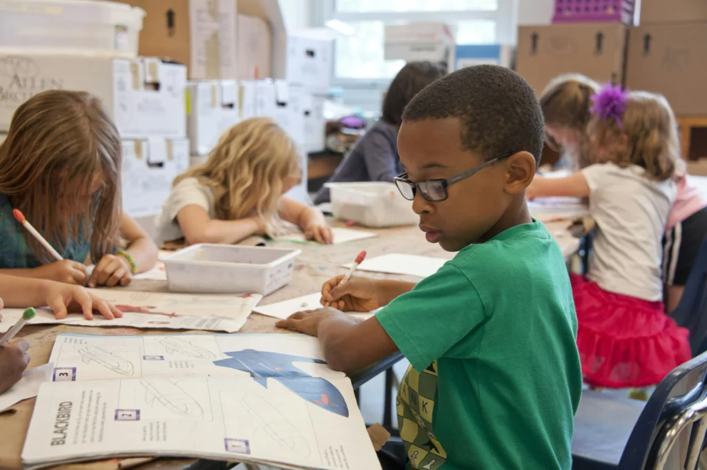 Kids studying in school