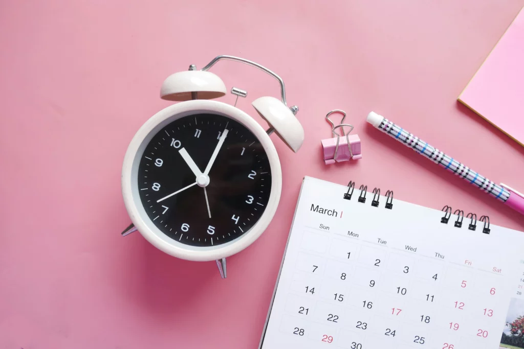 clock and calendar kept aside