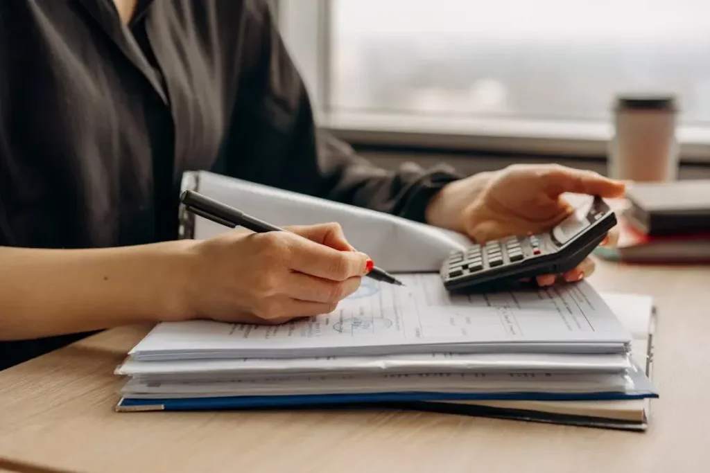 Accounting manager doing calculations