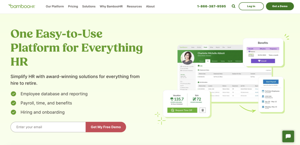  Homepage of BambooHR