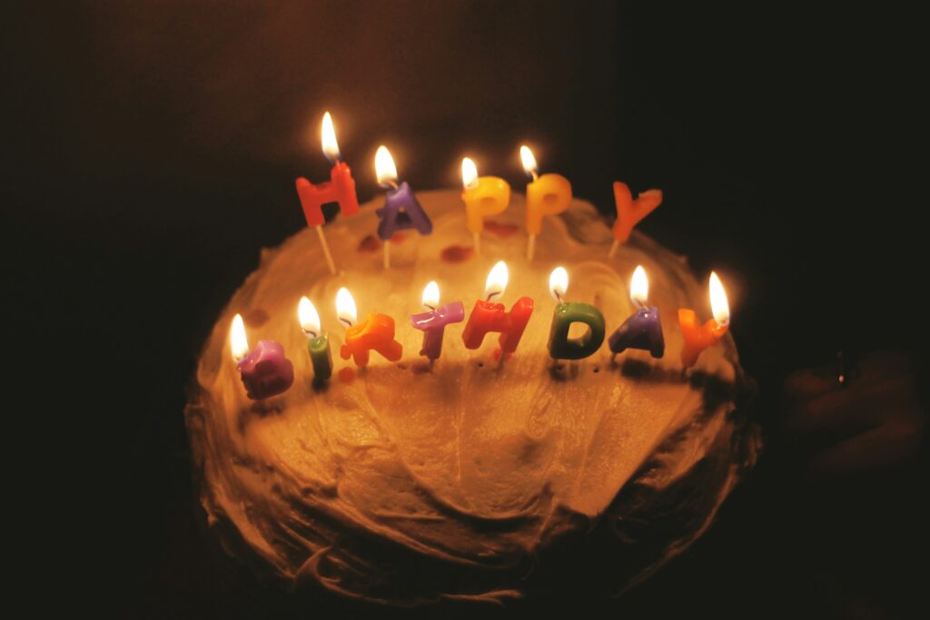 Cake with Happy Birthday candles