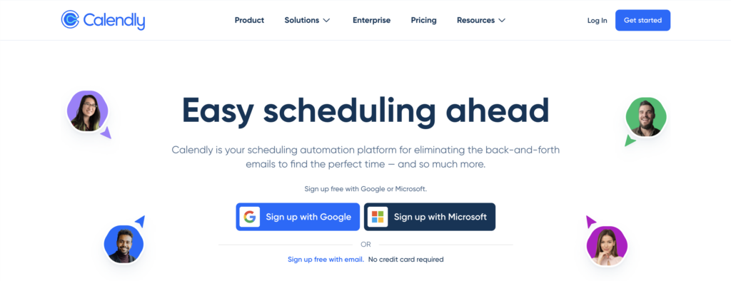 Homepage of Calendly