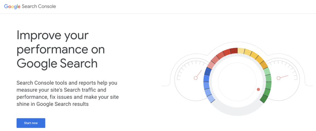 Homepage of Google Search Console