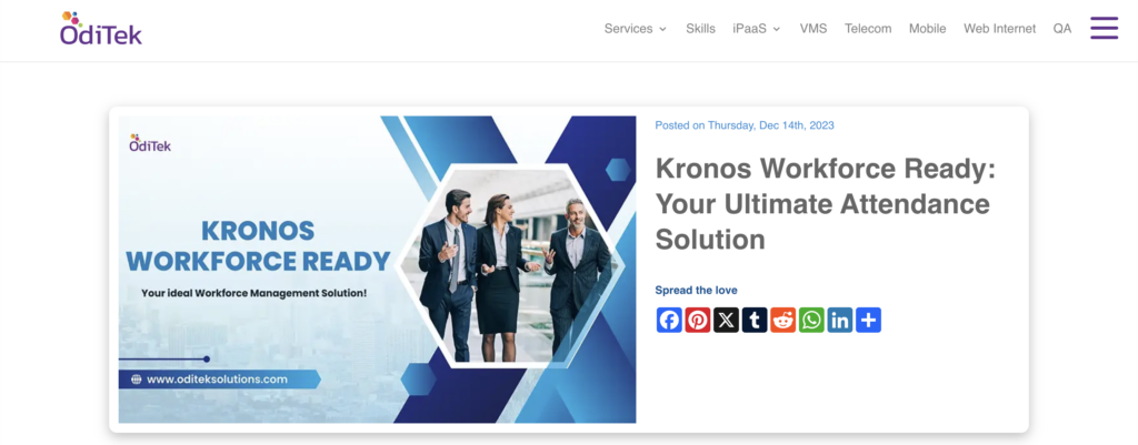 Homepage of Kronos Workforce Ready