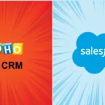 Logos of Zoho and Salesforce