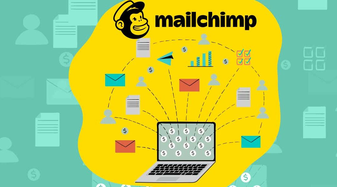 Logo of Mailchimp along with laptop representing automation