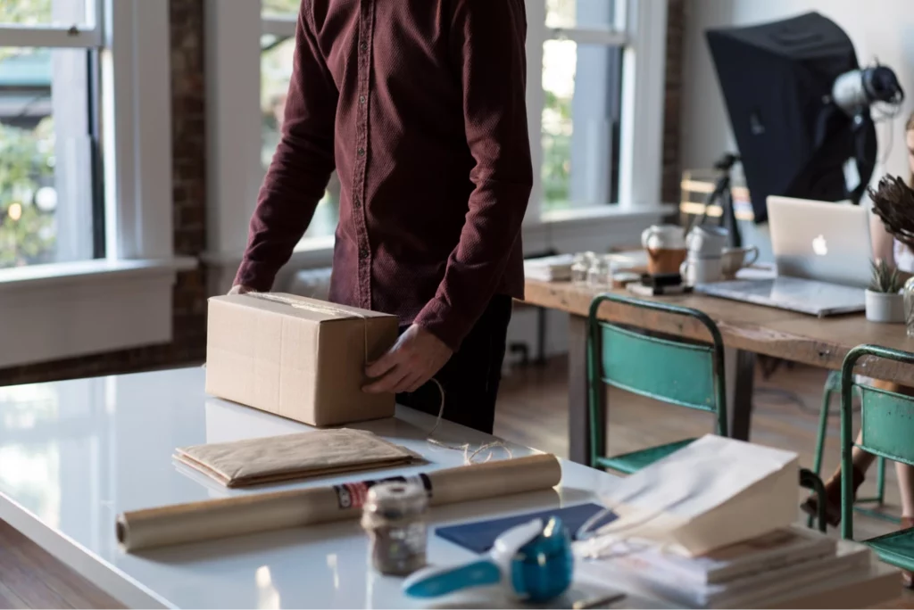 Man shipping a product