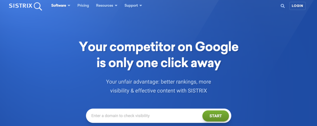 Homepage of Sistrix