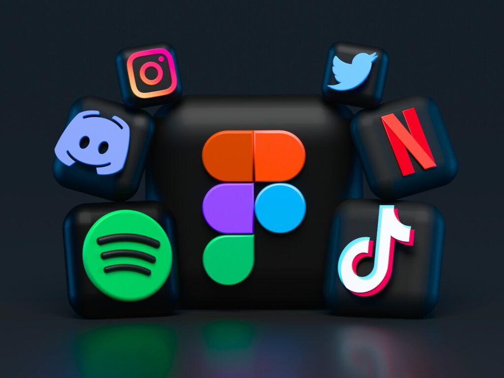 3D icons of various social media apps